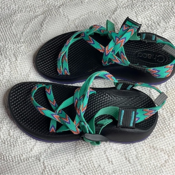 Chaco ZX/1 EcoTread Mint Leaf Green Strappy Sport Sandals J180090 Size 2 - Picture 4 of 5